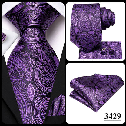 Funki Findz | Neckties | Men's Purple Silk Wedding 3Pcs Tie Set