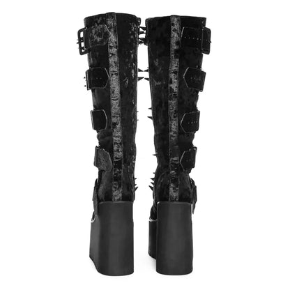 Funki Findz | Boots | Women's Green Wedge Platform Rivet Boots