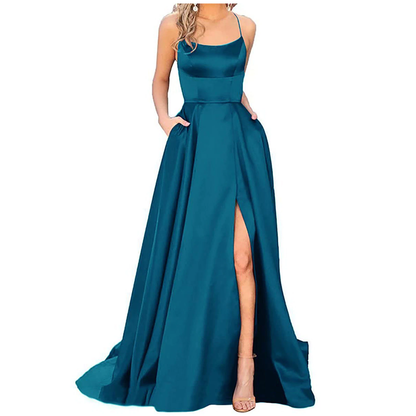 Funki Findz | Dresses | Women's Elegant Long Satin Prom Dress