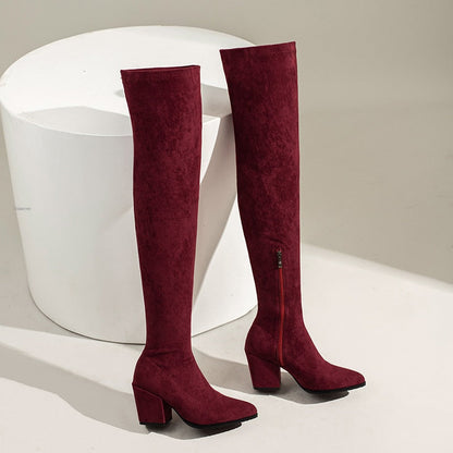 Funki Findz | Boots | Women's Square Mid Heel Over Knee Boots