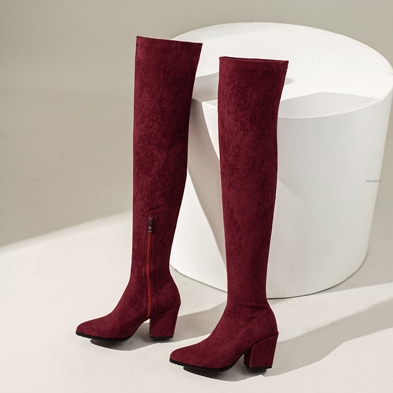 Funki Findz | Boots | Women's Square Mid Heel Over Knee Boots