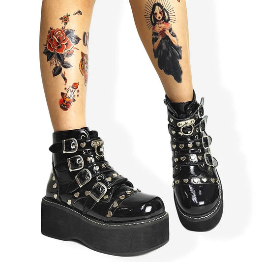 Funki Findz | Boots | Women's Platform Gothic Ankle Boots