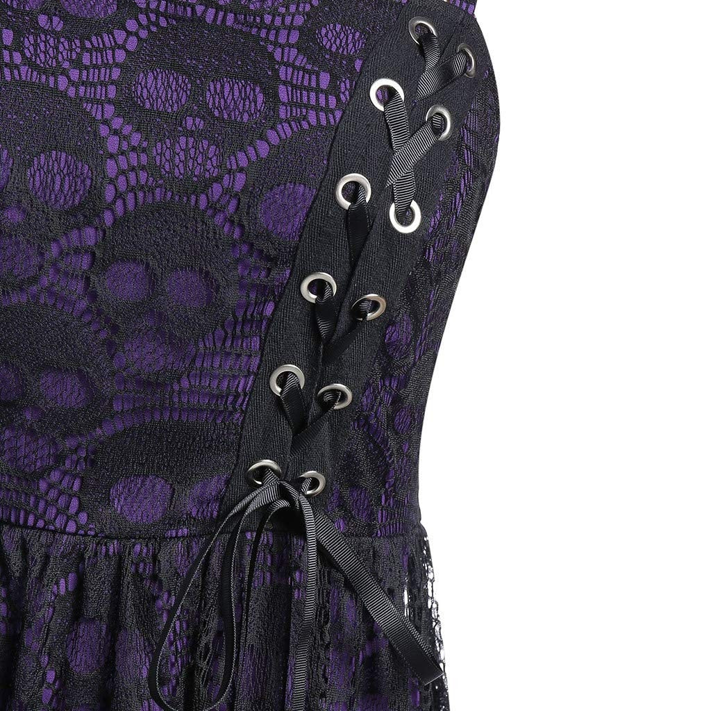 Funki Findz | Dresses | Women's Gothic Skull Lace Mini Dress