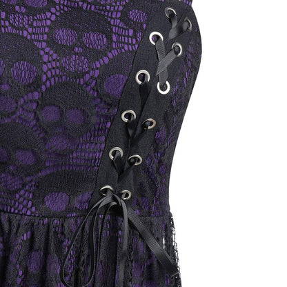 Funki Findz | Dresses | Women's Gothic Skull Lace Mini Dress