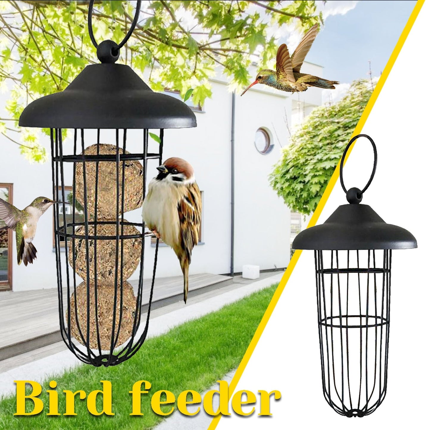 Funki Findz | Bird Feeders | Hanging Bird Seed Feeder | Metal