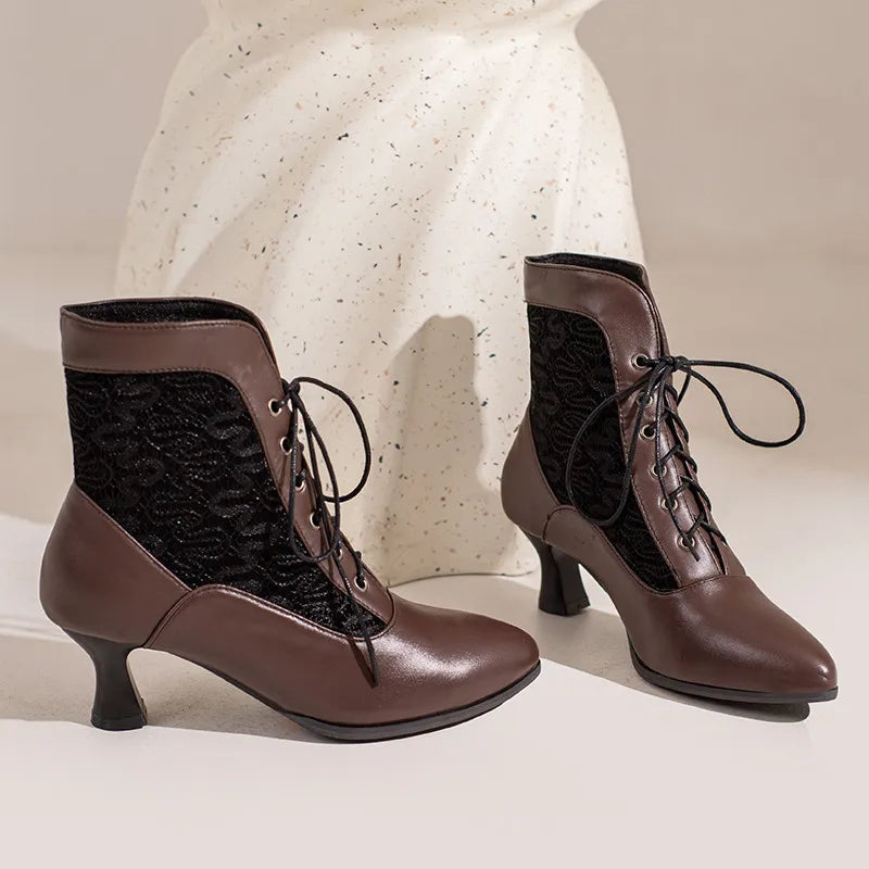 Funki Findz | Boots | Women's Kitten Heel Victorian Granny Boot