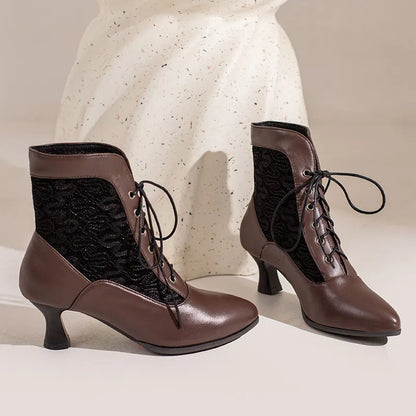 Funki Findz | Boots | Women's Kitten Heel Victorian Granny Boot