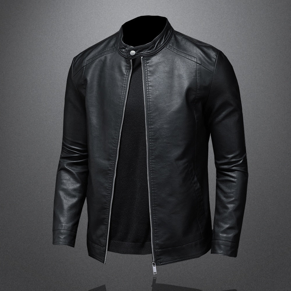 Funki Findz | Jackets | Men's Faux Leather Biker Jacket | Slim Fit