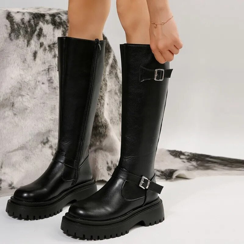 Funki Findz | Boots | Women's Knee High Chelsea Biker Boots