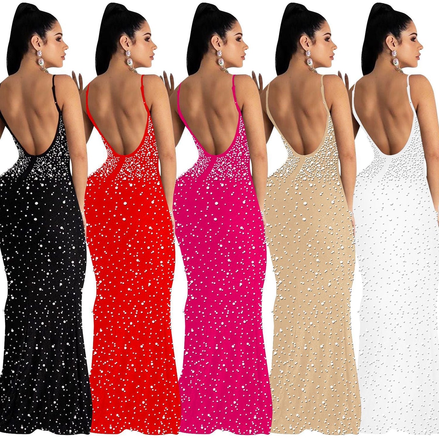Funki Findz | Dresses | Women's Beaded Pearl Bodycon Dress