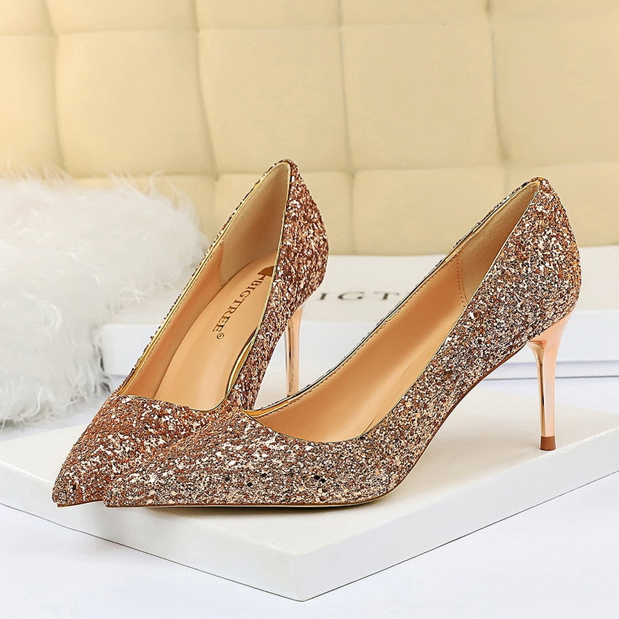 Funki Findz | Shoes | Women's High Heel Glitter Prom Pumps