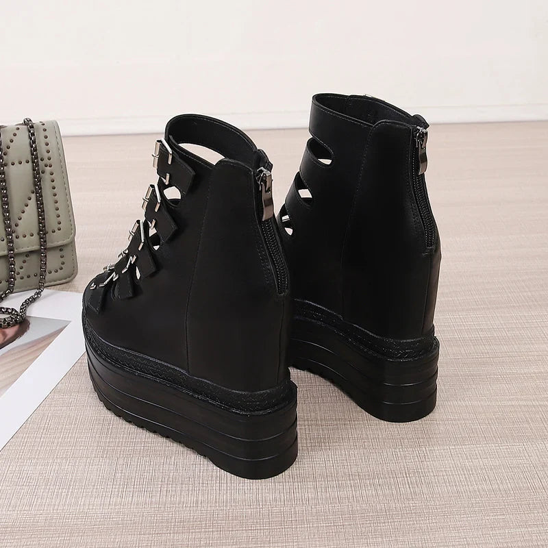 Funki Findz | Shoes | Women's Goth Buckle Strap Wedge Sandal