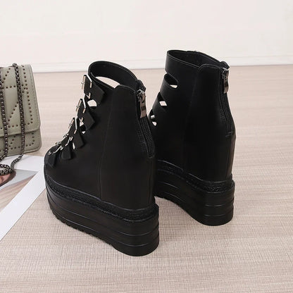 Funki Findz | Shoes | Women's Goth Buckle Strap Wedge Sandal
