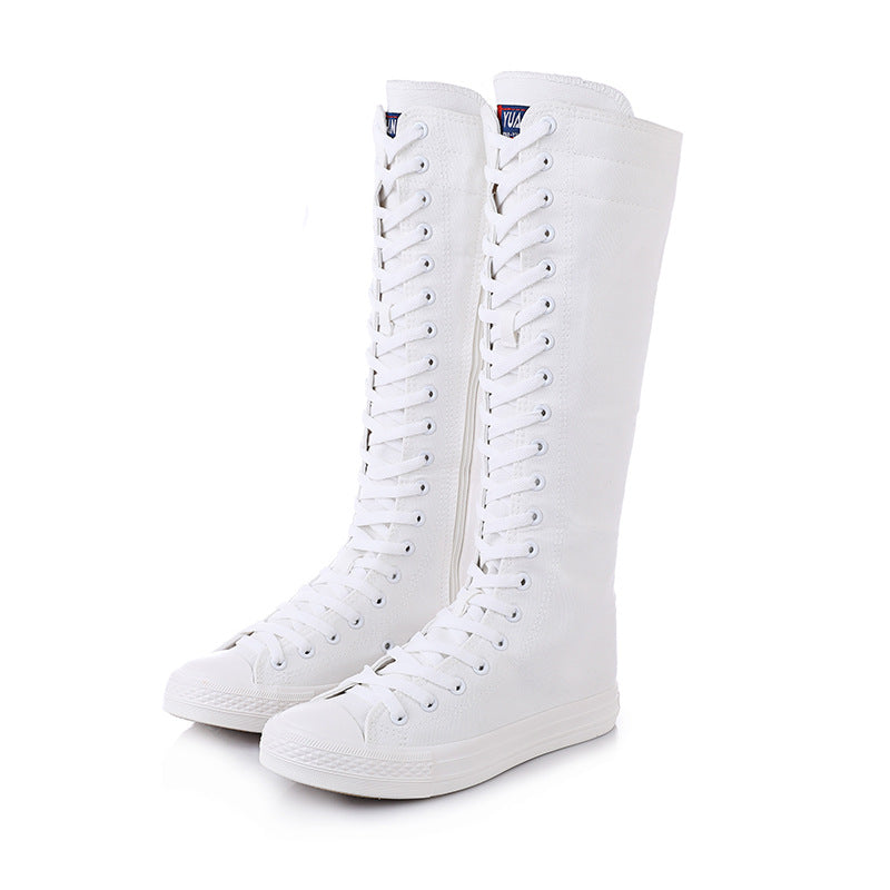 Funki Findz | Boots | Women's Lace Up Canvas Knee High Boots