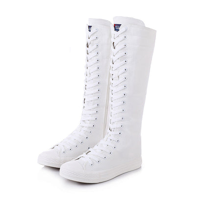 Funki Findz | Boots | Women's Lace Up Canvas Knee High Boots