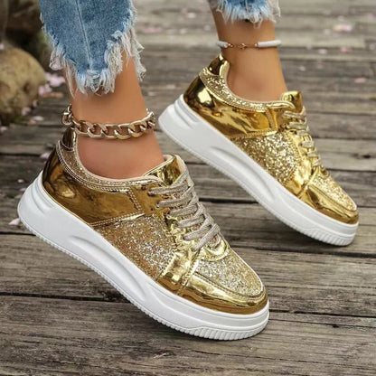 Funki Findz | Shoes | Women's Gold Sequins Platform Sneakers