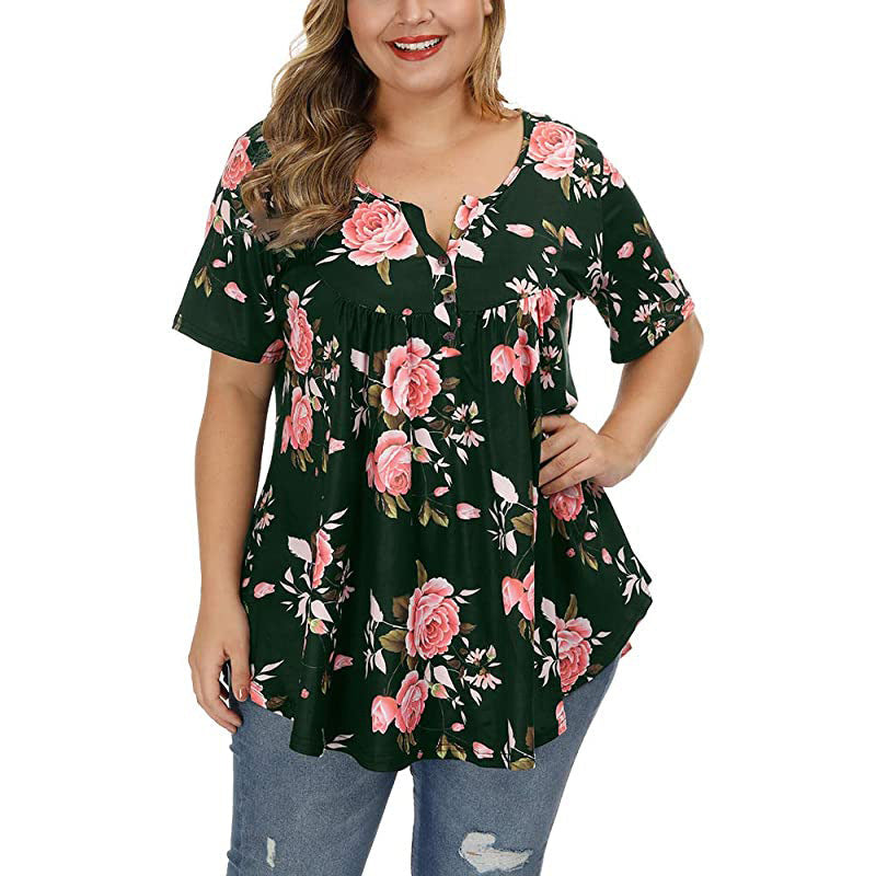 Funki Findz | Shirts | Women's Plus Floral Print Loose Fit Shirts