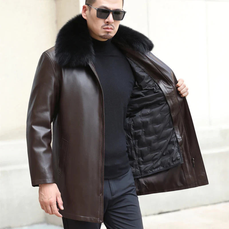 Funki Findz | Jackets | Men's Genuine Leather Long Down Jacket