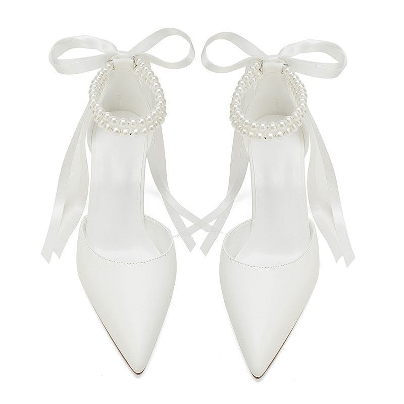 Funki Findz | Shoes | Women's Satin and Pearl Wedding Shoes