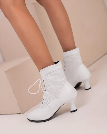 Funki Findz | Boots | Women's Kitten Heel Victorian Granny Boot
