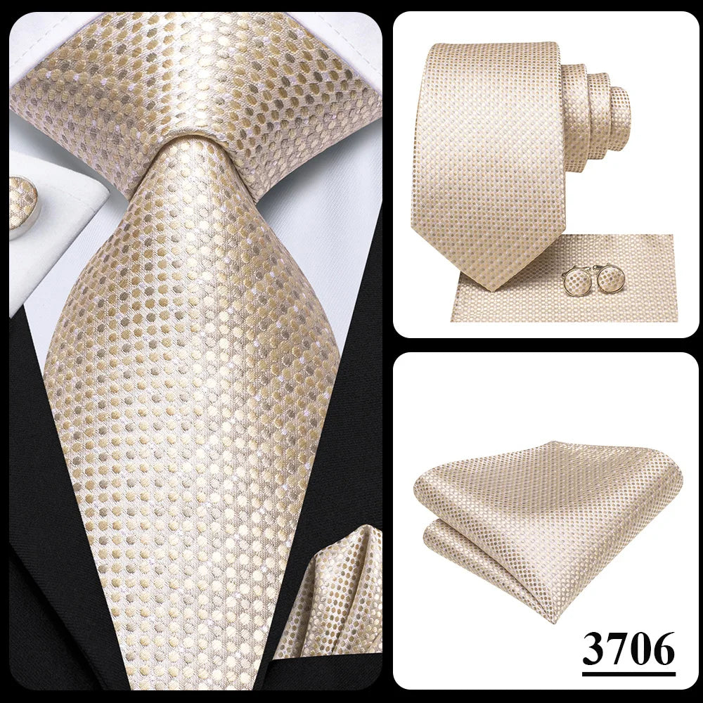 Funki Findz | Neckties | Men's Champagne Gold Silk Tie 3Pcs Set