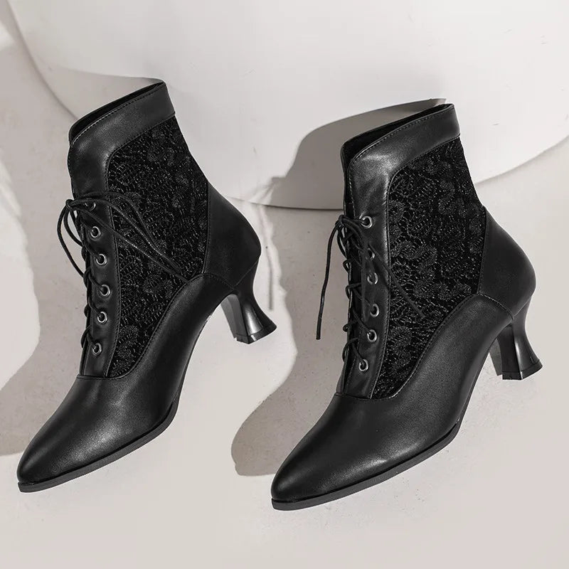 Funki Findz | Boots | Women's Kitten Heel Victorian Granny Boot