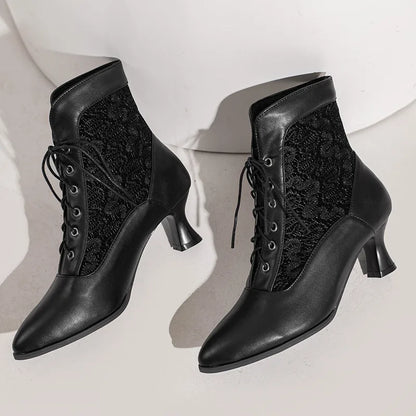 Funki Findz | Boots | Women's Kitten Heel Victorian Granny Boot