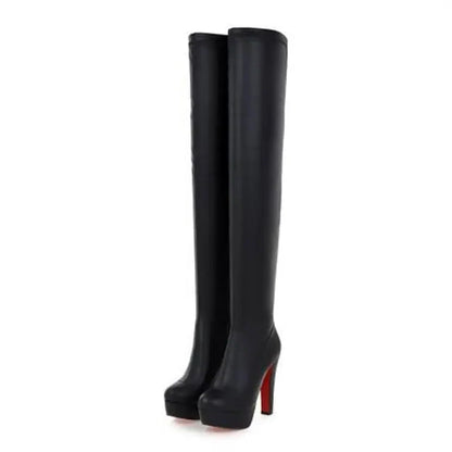 Funki Findz | Boots | Women's Thigh High Block Heel Boots
