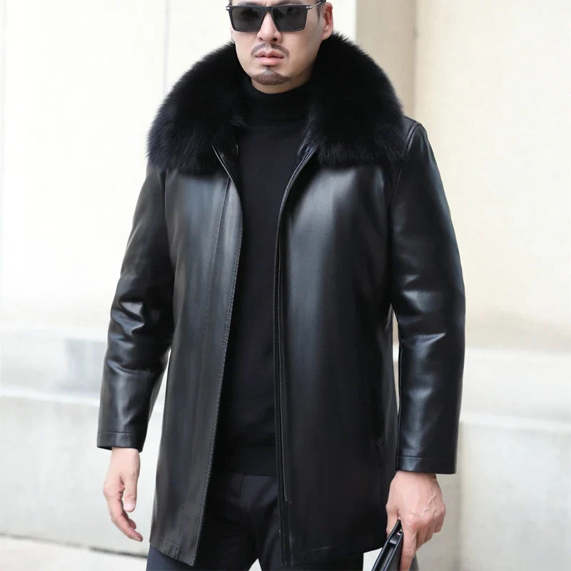 Funki Findz | Jackets | Men's Genuine Leather Long Down Jacket
