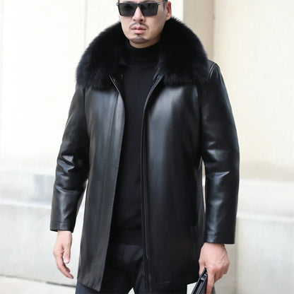 Funki Findz | Jackets | Men's Genuine Leather Long Down Jacket