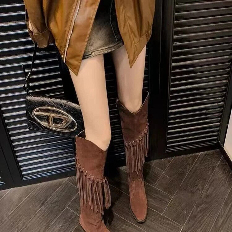 Funki Findz | Boots | Women's Suede Leather Fringe Boots