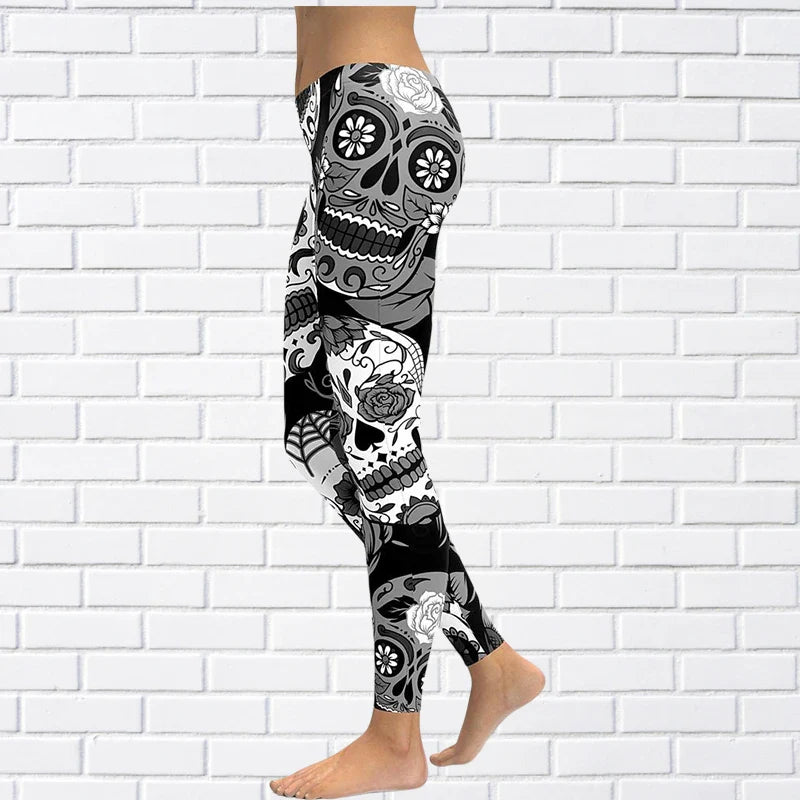 Funki Findz | Pants | Women's Yoga Pants | Skull Print Leggings