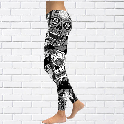 Funki Findz | Pants | Women's Yoga Pants | Skull Print Leggings