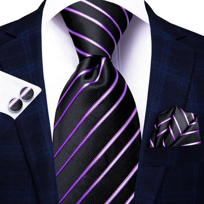 Funki Findz | Neckties | Men's Purple Silk Wedding 3Pcs Tie Set