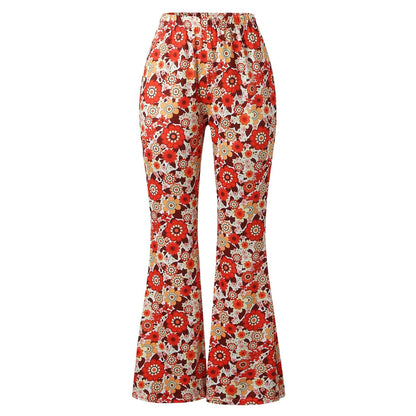Funki Findz | Pants | Women's Funky Floral Boho Flared Trousers