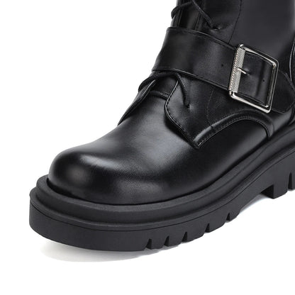 Funki Findz | Boots | Women's Punk Buckle Strap Wedge Boots