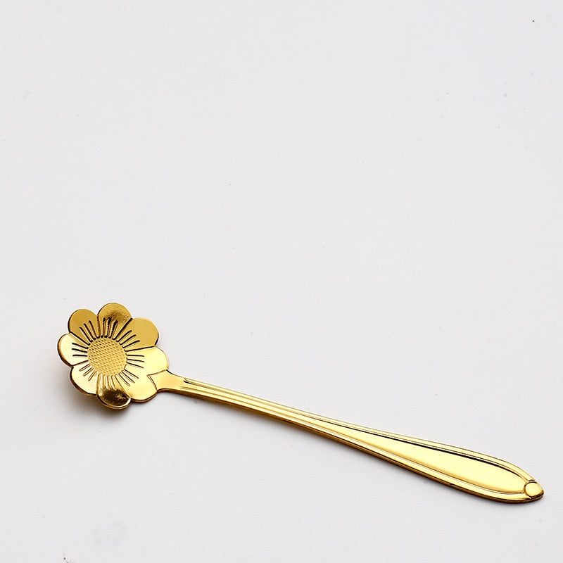 Funki Findz | Spoons | Vintage Gold Flower Coffee Spoons 8 Pcs