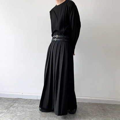 Funki Findz | Skirts | Men's Japanese High Waist Long Pleat Skirt