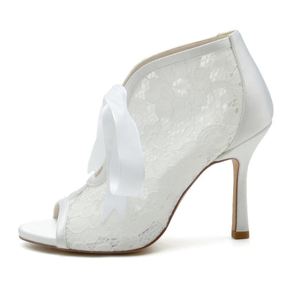 Funki Findz | Shoes | Women's Floral Lace Satin Tie Bridal Shoes