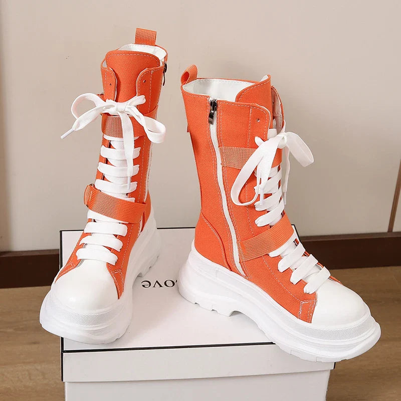 Funki Findz | Boots | Women's Canvas Chunky Platform Boots