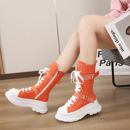 Funki Findz | Boots | Women's Canvas Chunky Platform Boots