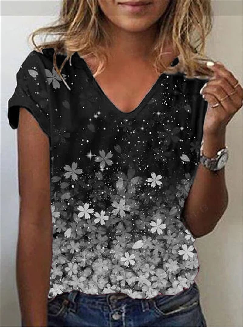 Funki Findz | Shirts | Women's Floral Print V-Neck Tunic Top | 6XL