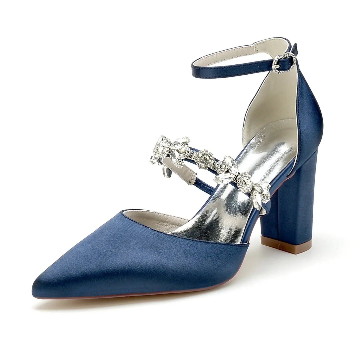 Funki Findz | Shoes | Women's Satin Crystal Block Heeled Shoes