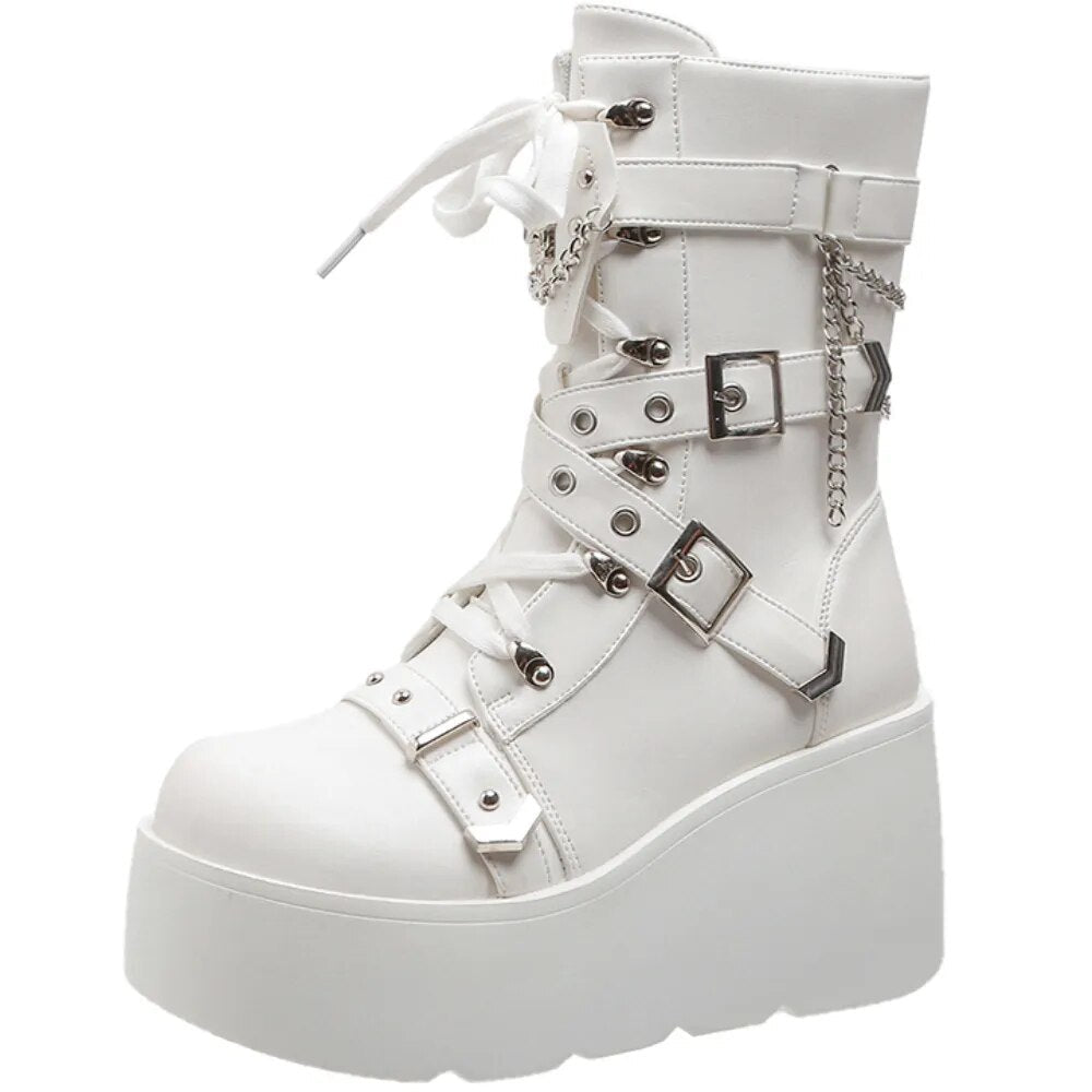 Funki Findz | Boots | Women's Multi Strap Gothic Platform Boots