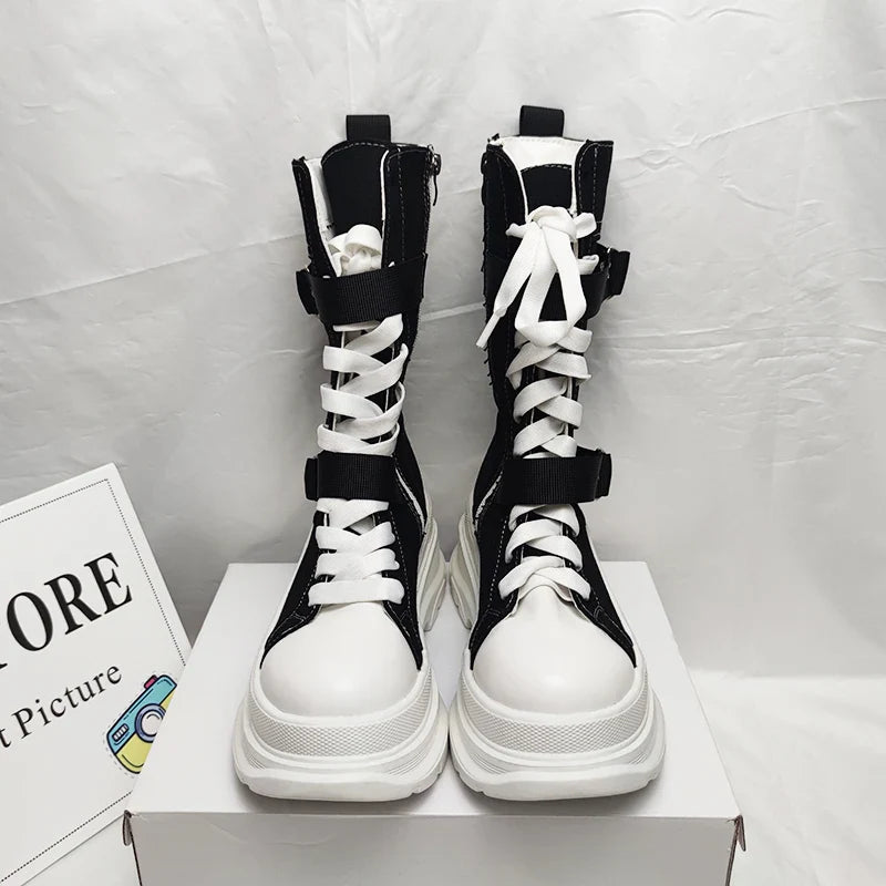 Funki Findz | Boots | Women's Canvas Chunky Platform Boots