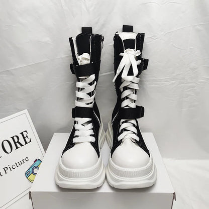 Funki Findz | Boots | Women's Canvas Chunky Platform Boots