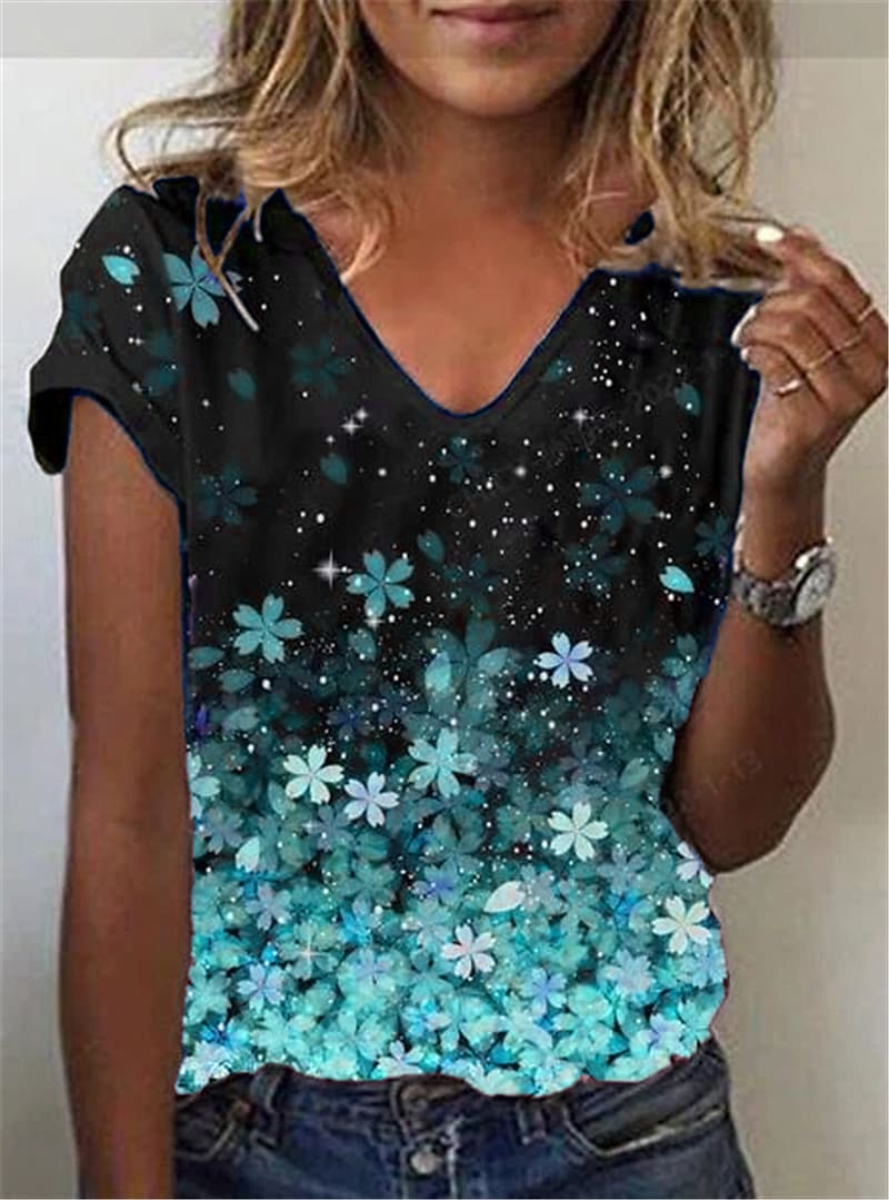 Funki Findz | Shirts | Women's Floral Print V-Neck Tunic Top | 6XL