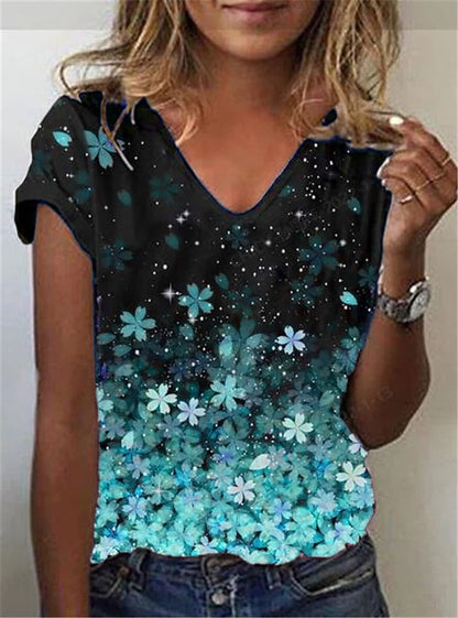 Funki Findz | Shirts | Women's Floral Print V-Neck Tunic Top | 6XL