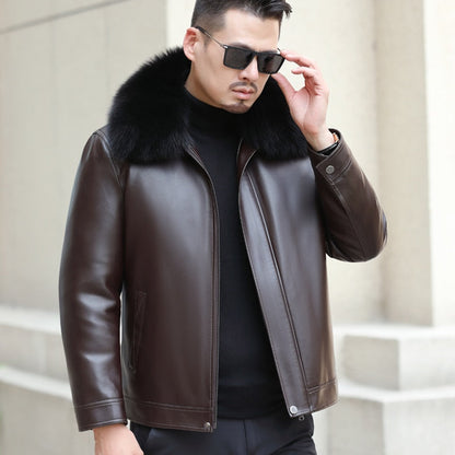 Funki Findz | Jackets | Men's Leather Fleece, Duck Down Jacket