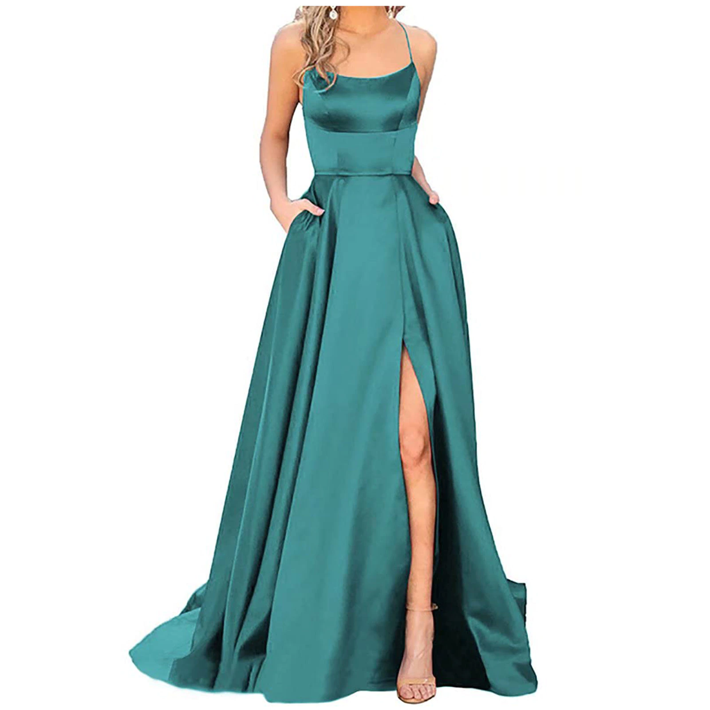 Funki Findz | Dresses | Women's Elegant Long Satin Prom Dress